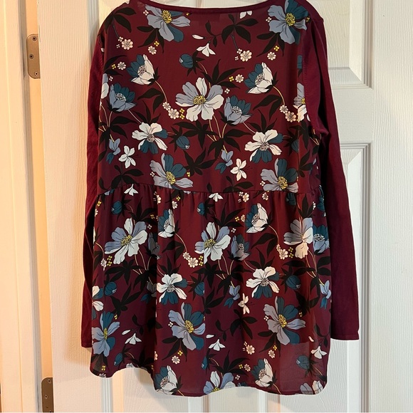 LOFT Floral Long-Sleeve Blouse, Size Large - Picture 2 of 4